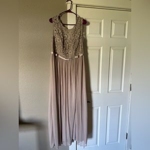 David’s bridal biscotti colored bridesmaids dress